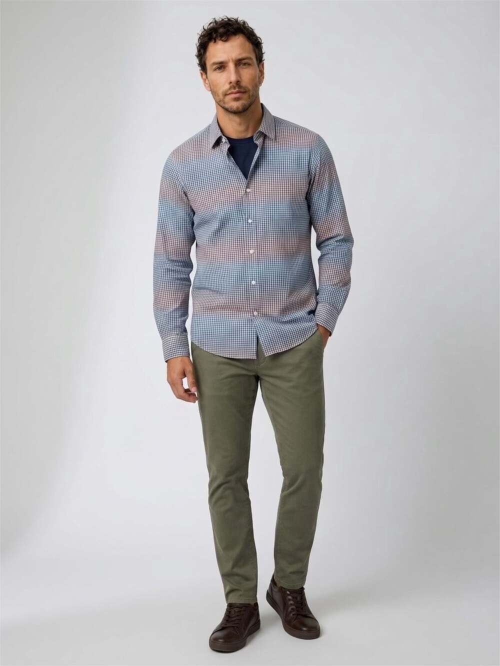 Tommy Bahama Ombre Plaid Long Sleeve Button-Down Shirt (M)